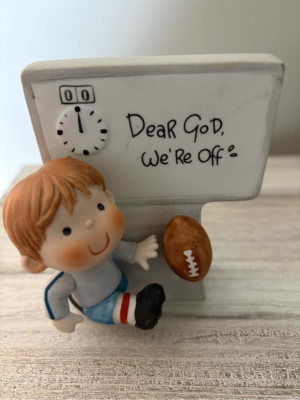 Ernesco Dear God Kids Ceramic Collectible “Dear God, We’re Off” Football Vintage
